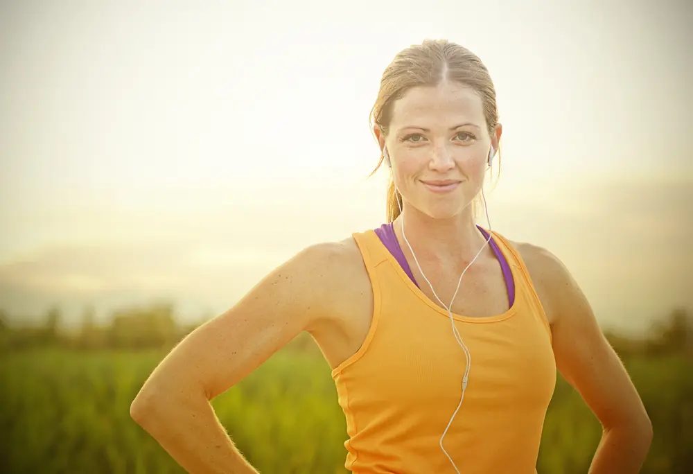 smiling woman jogging