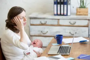 new mom experiencing mood shifts.